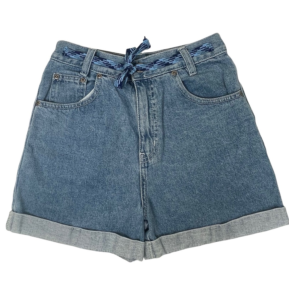 Vintage Faded Glory Girls Denim Shorts Blue High Waisted Cuffed‎ Size 10 Y2K 90s